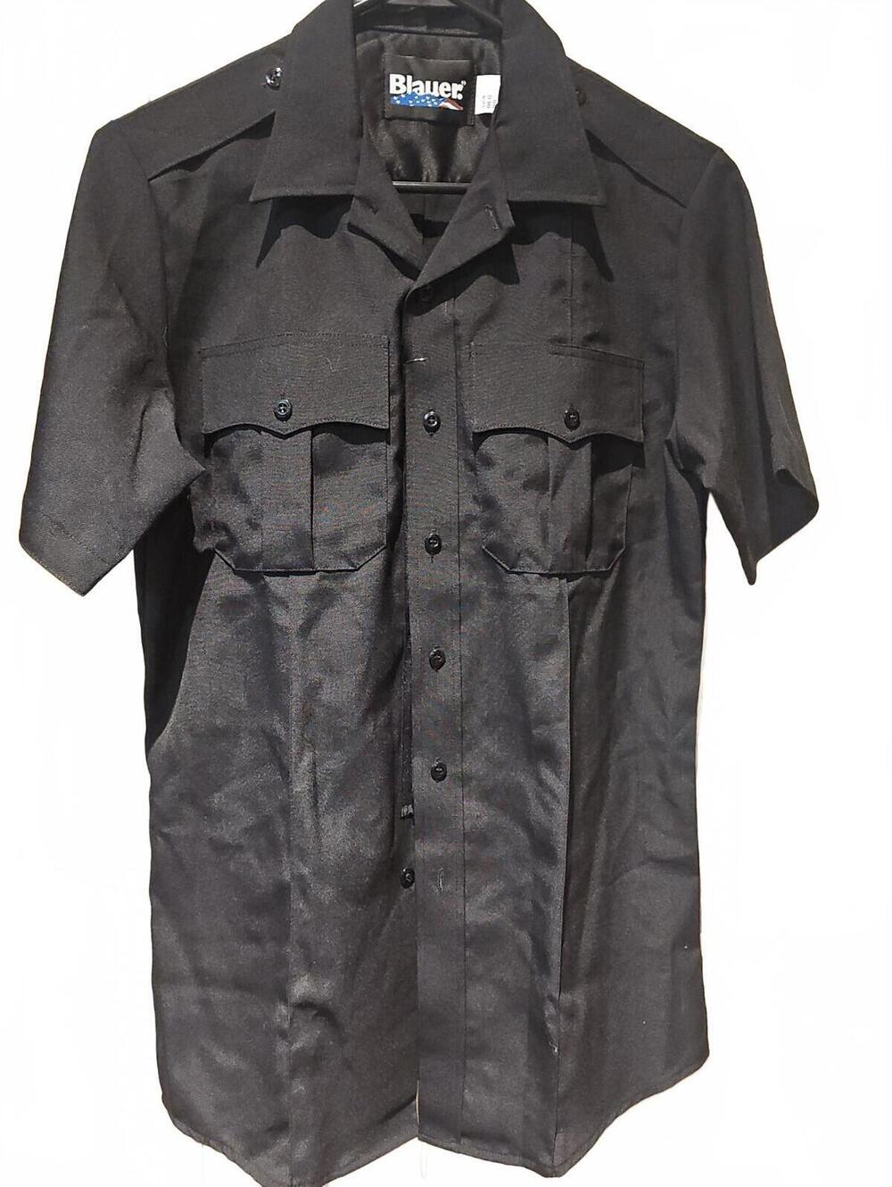 Blauer Short Sleeve Black Wool Blend Uniform Shirt Size S NWT